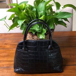 Stunning black crocodile embossed FURLA handbag